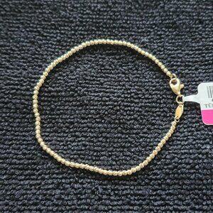 14K Solid Yellow Gold Beaded Chain Bracelet 7.25” Textured Sparkle NWT